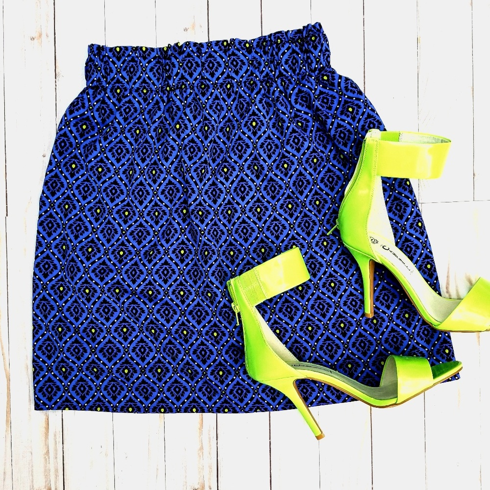 EUC | Blue Patterned Skirt